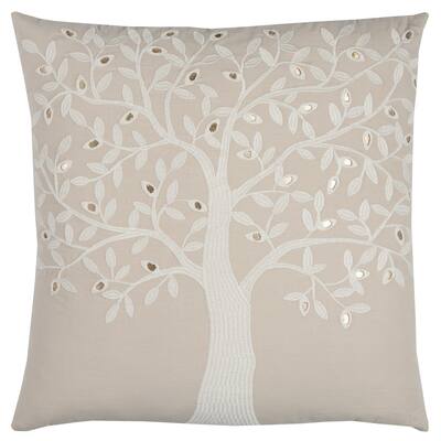 Rizzy Home Tree Beige Cotton 20-inch x 20-inch Decorative Throw Pillow