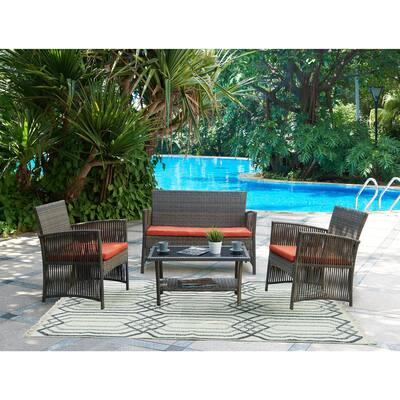 DG Casa Bali Red Loveseat, 2 Chairs and Table Set