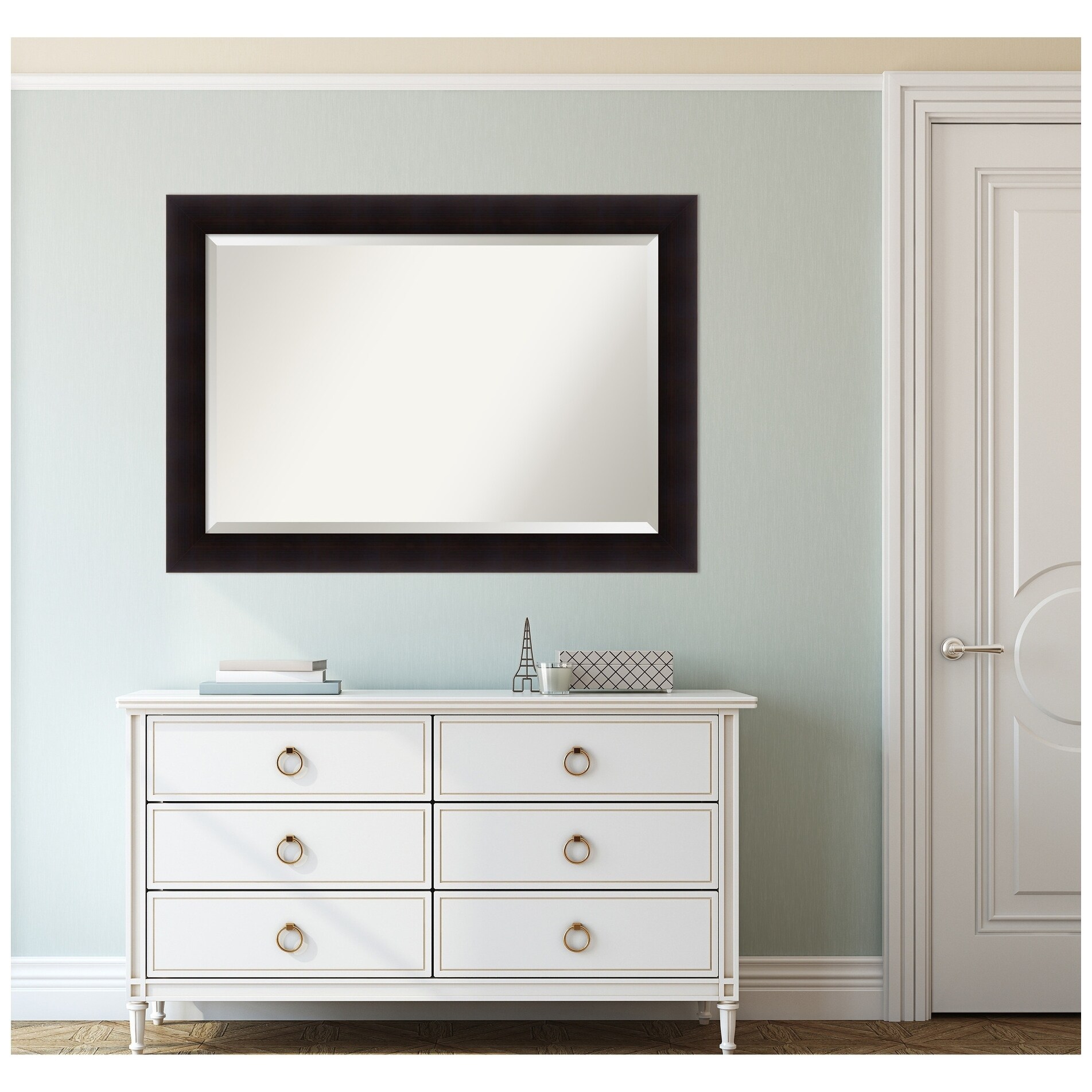 Shop Wall Mirror Portico Espresso Wood On Sale Free Shipping