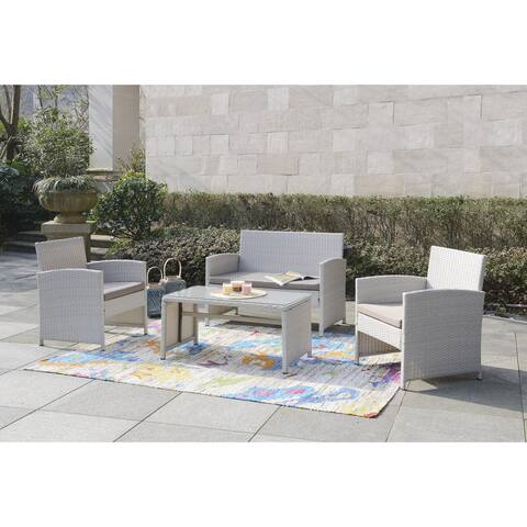 DG Casa Clifton Grey Loveseat, 2 Chairs, and Table (Set of 4)