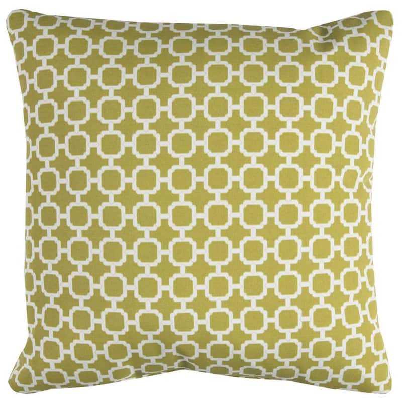 Green Indoor/Outdoor Geometric Square Decorative Throw Pillow