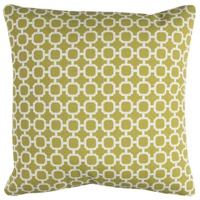 Green Indoor/Outdoor Geometric Square Decorative Throw Pillow