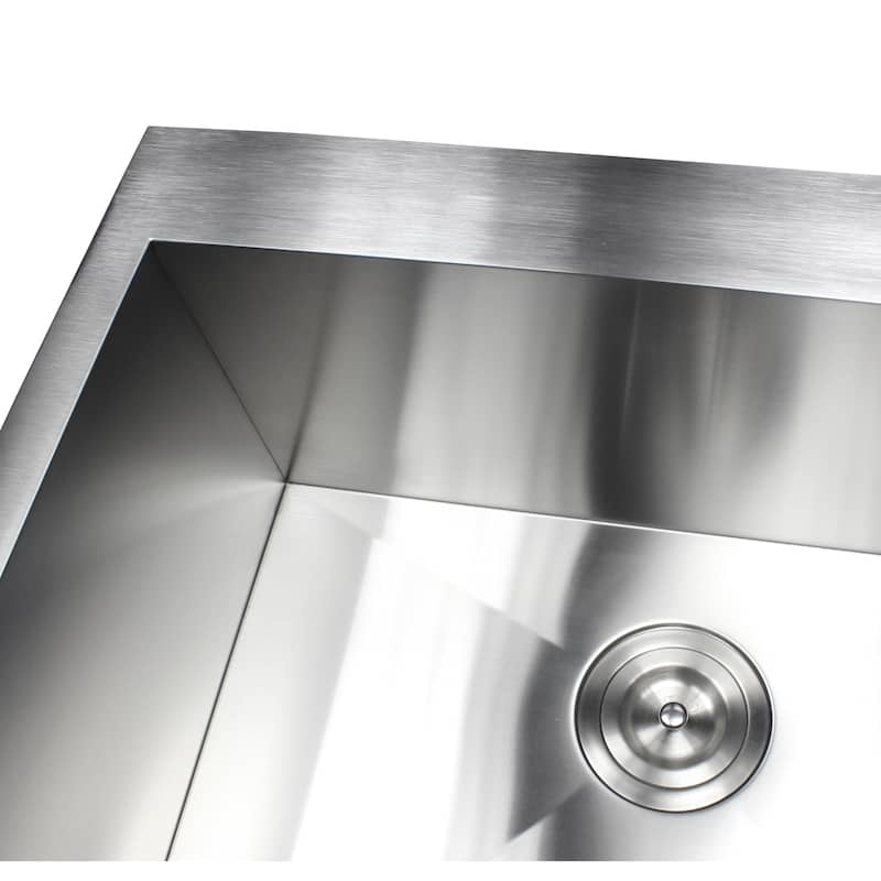 16 Gauge Stainless Steel 33-inch 60/40 Double Bowl Kitchen Sink Combo