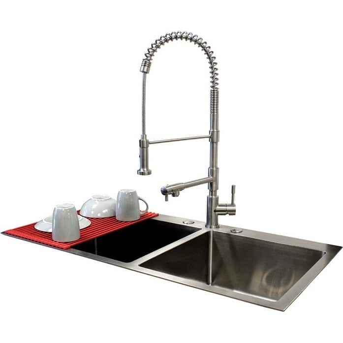 16 Gauge Stainless Steel 33-inch 60/40 Double Bowl Kitchen Sink Combo