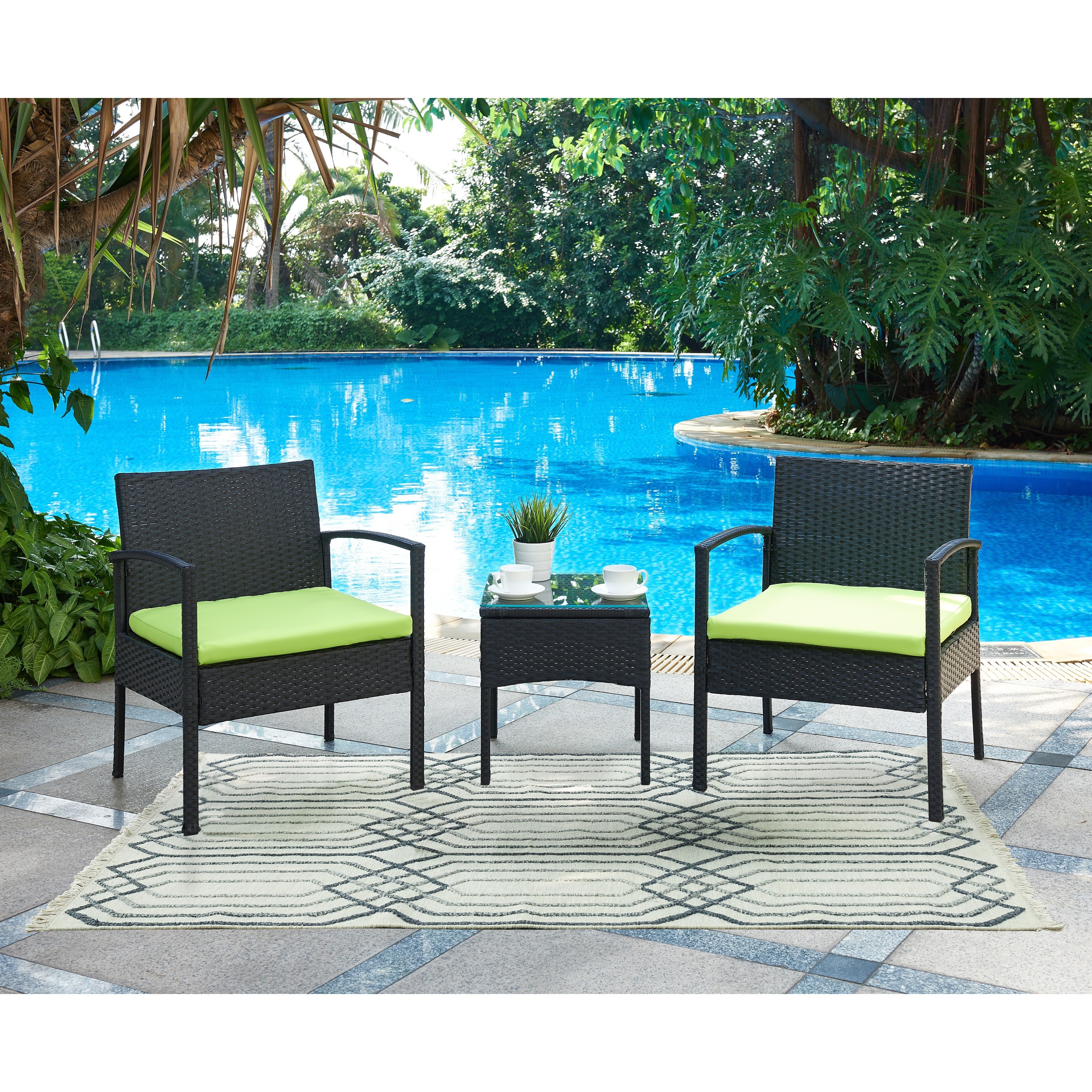 two patio chairs and table