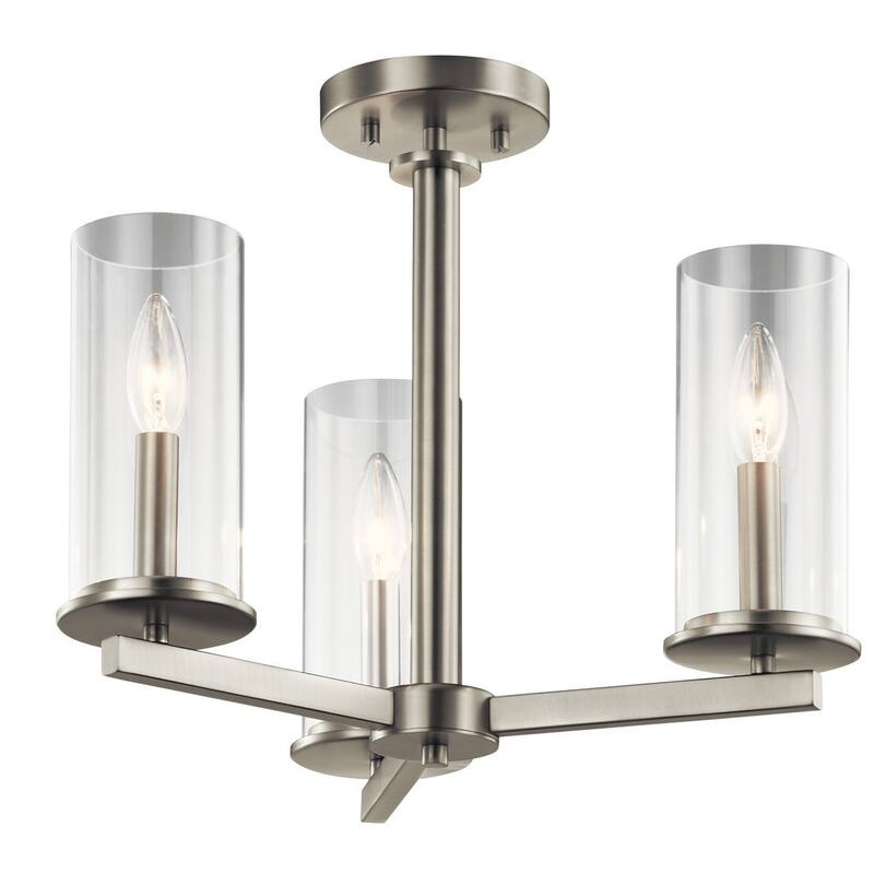 Kichler Lighting Crosby 3-light Brushed Nickel Chandelier/ Semi-flush Mount