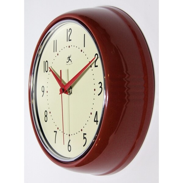 Retro Diner Style Classic Modern Clock Red or Black