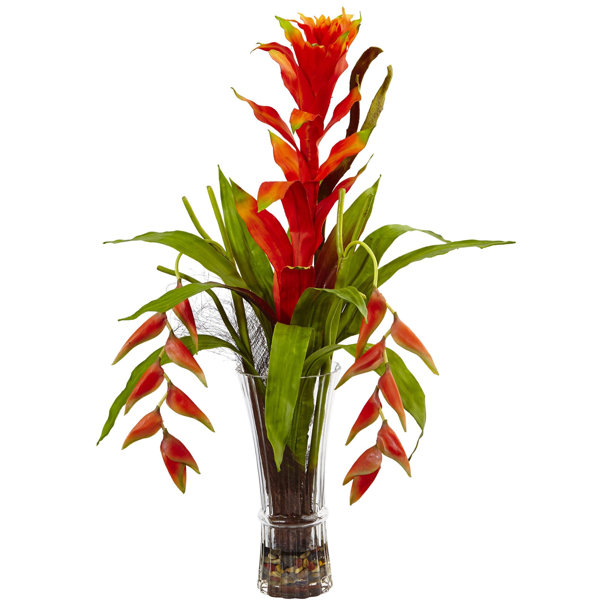 Nearly Natural Bromeliad Arrangement in Vase