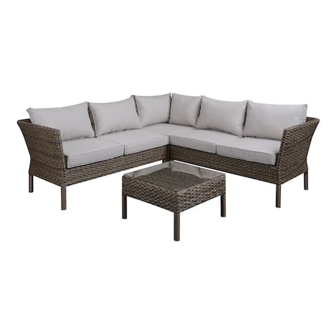 DG Casa Solana Steel Rattan Sectional Sofa and Table Set