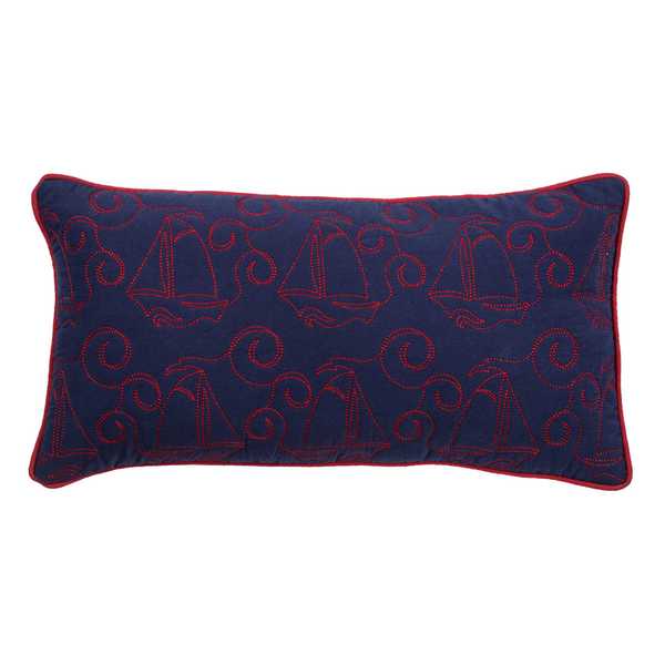 Rizzy Home Boats Purple/Red Cotton 11 x 21 Throw Pillow