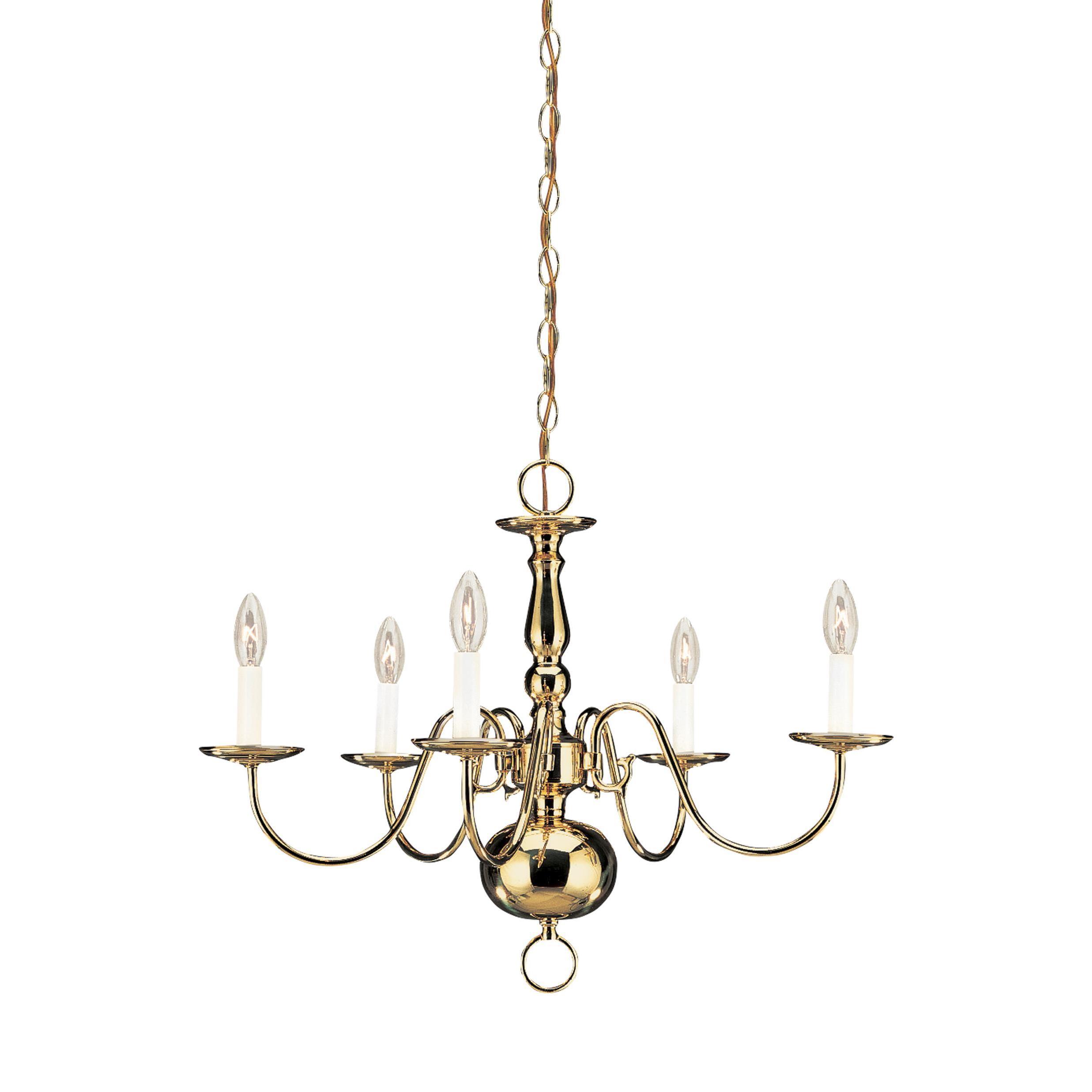 Sea Gull Traditional 5 Light Polished Brass Chandelier (5 Light Traditional Polished Brass Chandelier) - Chandeliers For Bedrooms by Overstock.com