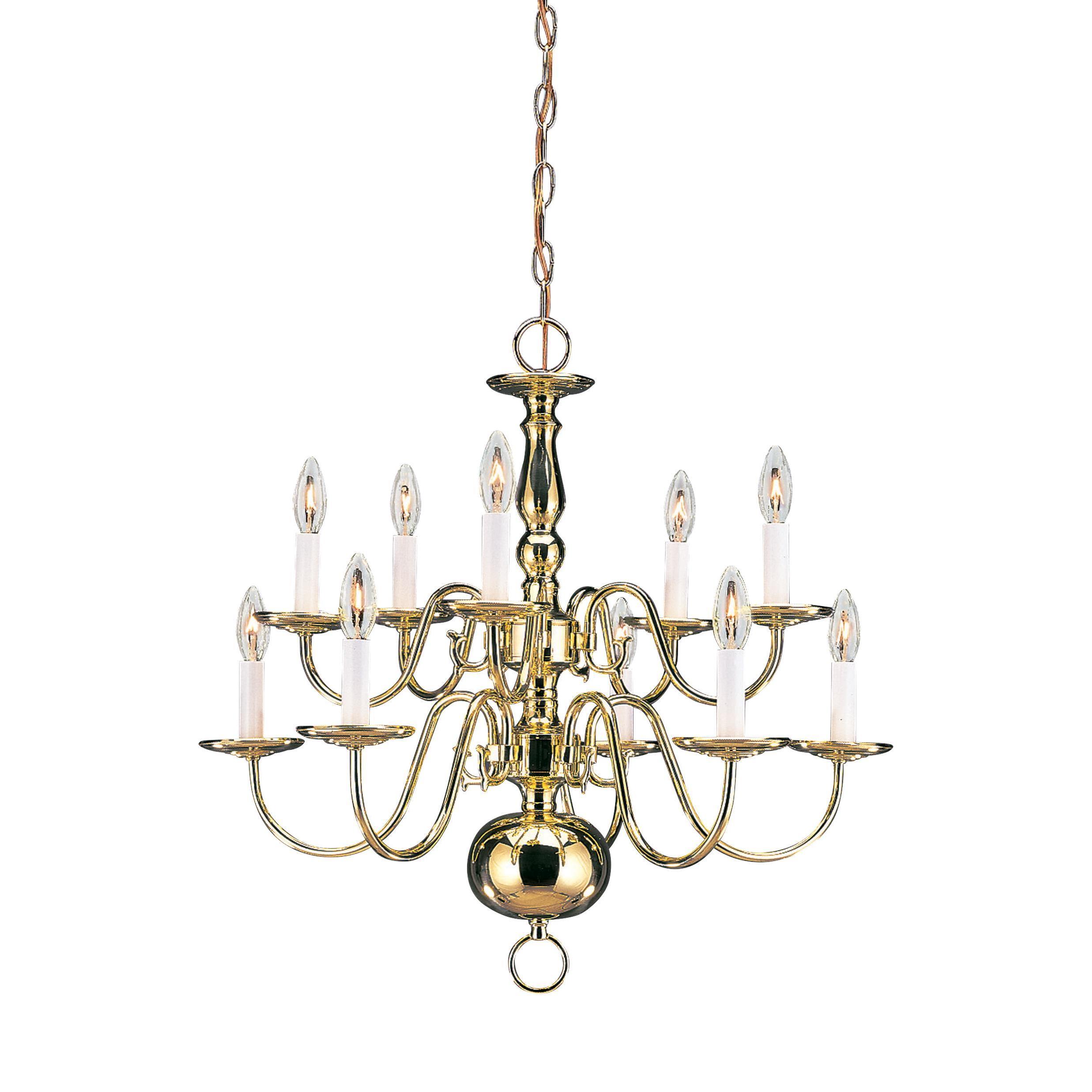 Sea Gull Traditional 10 Light Polished Brass Chandelier (10 Light Traditional Polished Brass Chandelier) - Chandeliers For Bedrooms by Overstock.com