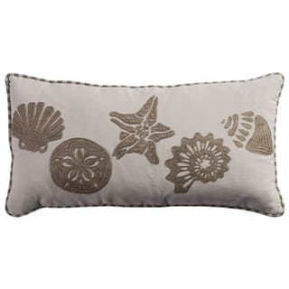 Rizzy Home Neutral Ivory and Tan Seashell Throw Pillow
