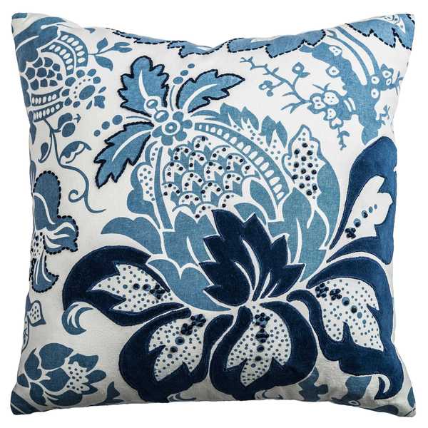 Rizzy Home Blue/White Cotton Floral 