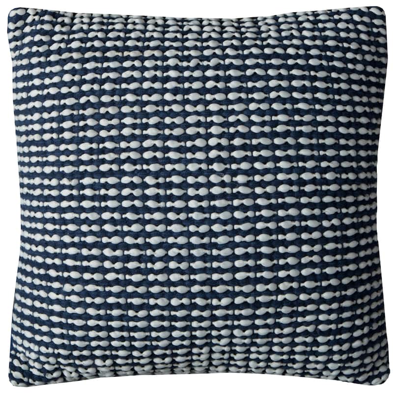 Rizzy Home Blue Textured Striped Throw Pillow