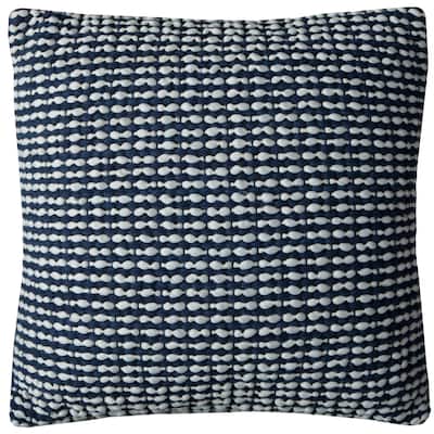 Rizzy Home Blue Textured Striped Throw Pillow