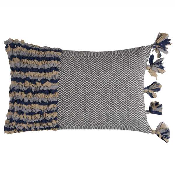 Rizzy Home Color-block Multicolor Cotton 11-inch x 21-inch Tasseled Throw Pillow