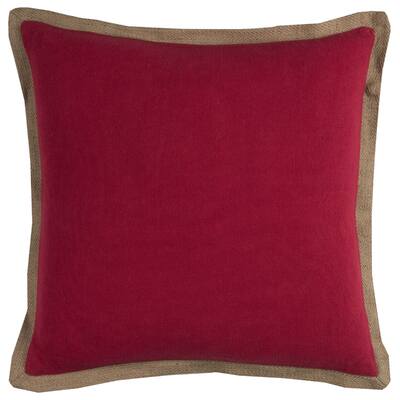 Solid Red Cotton/Jute Throw Pillow