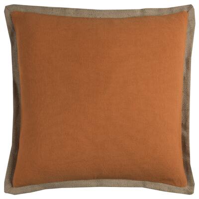 Rizzy Home Orange Cotton/Jute 22-inch x 22-inch Decorative Throw Pillow