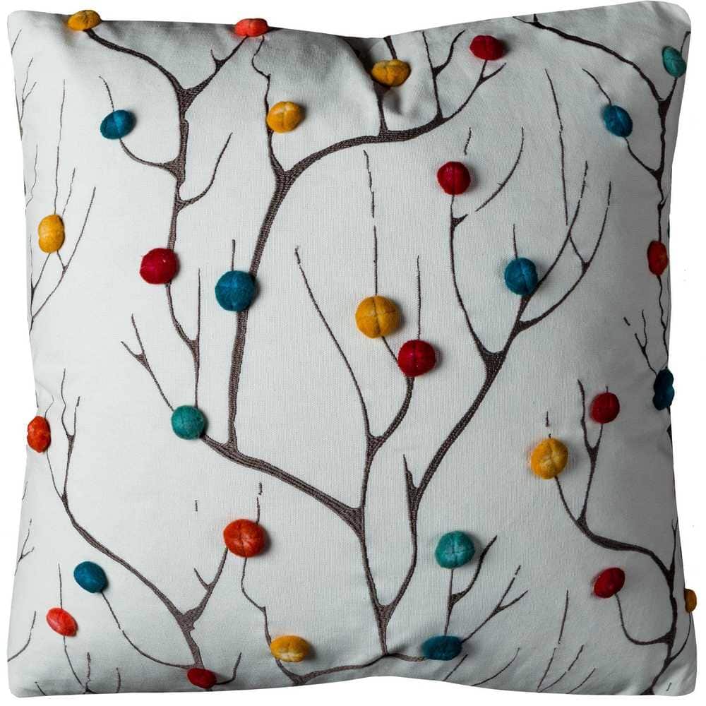 Rizzy Home Multi-colored Tree Branch Throw Pillow, 20x20