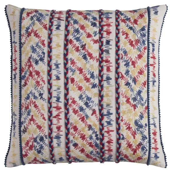 Rizzy Home Cotton 20-inch x 20-inch Threaded Striped Decorative Filled Throw Pillow