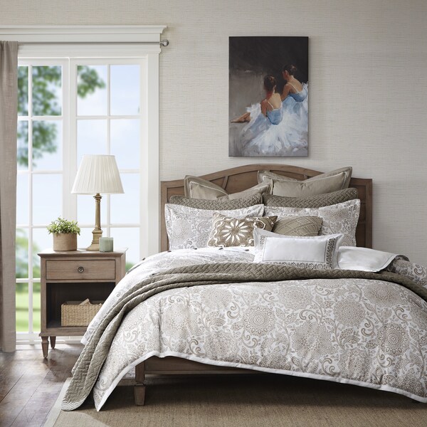 Madison Park Signature Sophia Ivory/ Taupe Jacquard Comforter Set