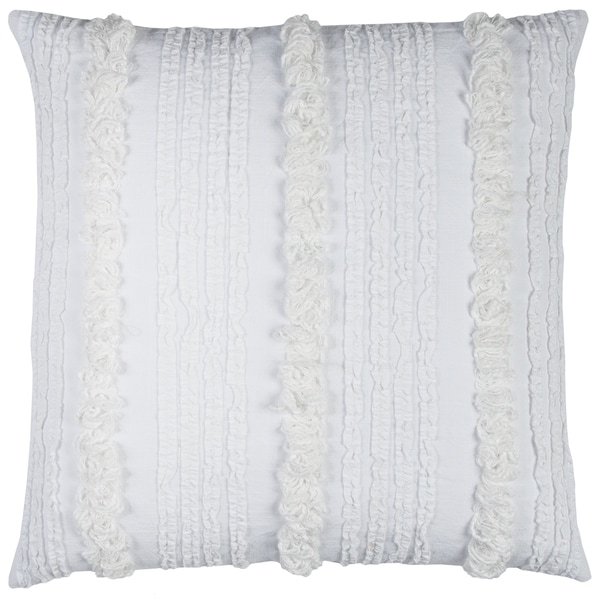 Rizzy Home Vertical Deconstructed Stripe White Cotton 20-inch Square Throw Pillow