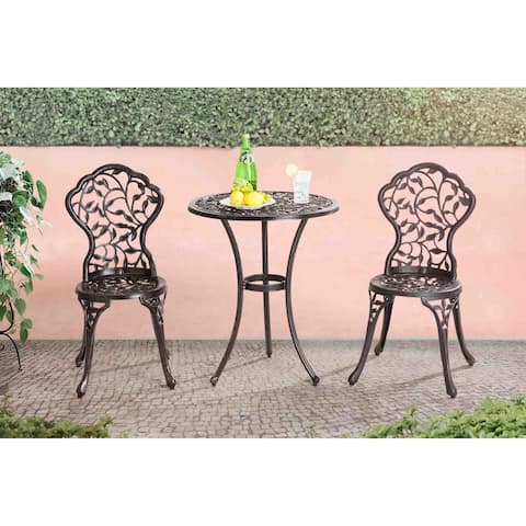 Sunjoy Vinely 24 x 24" x 28.3 Black Cast Iron and Cast Aluminum Bistro Set