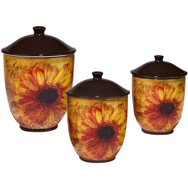 slide 1 of 1, Certified International Ceramic Gerber Daisy Canister Set (Pack of 3)
