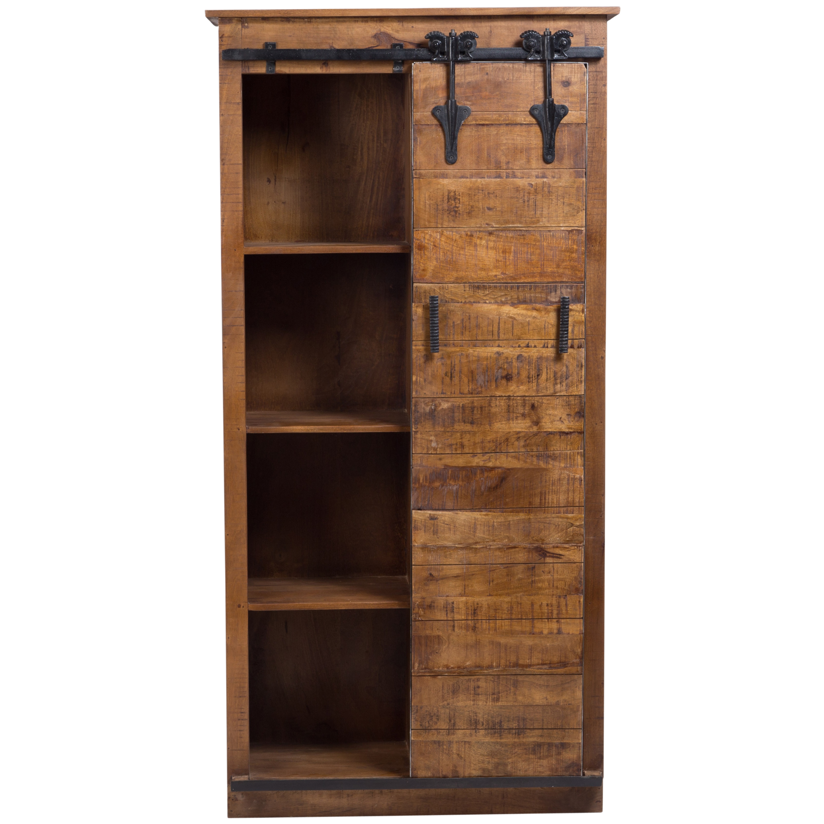 Shop Wanderloot Barn Door Bookcase with Four Shelves, Sliding Half Door