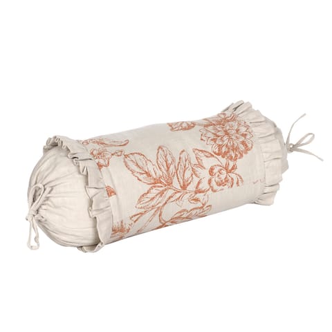 Paisley Cotton French Country Embroidered 17 x 7-inch Bolster Pillow with Feather Down Insert