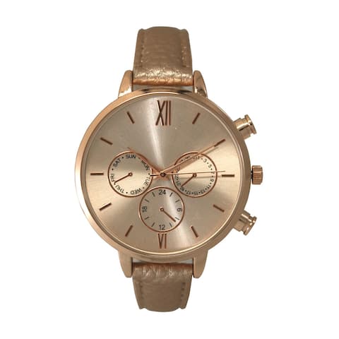 Olivia Pratt Women's Classic Style Faux Chronograph Skinny Leather Strap Watch One Size