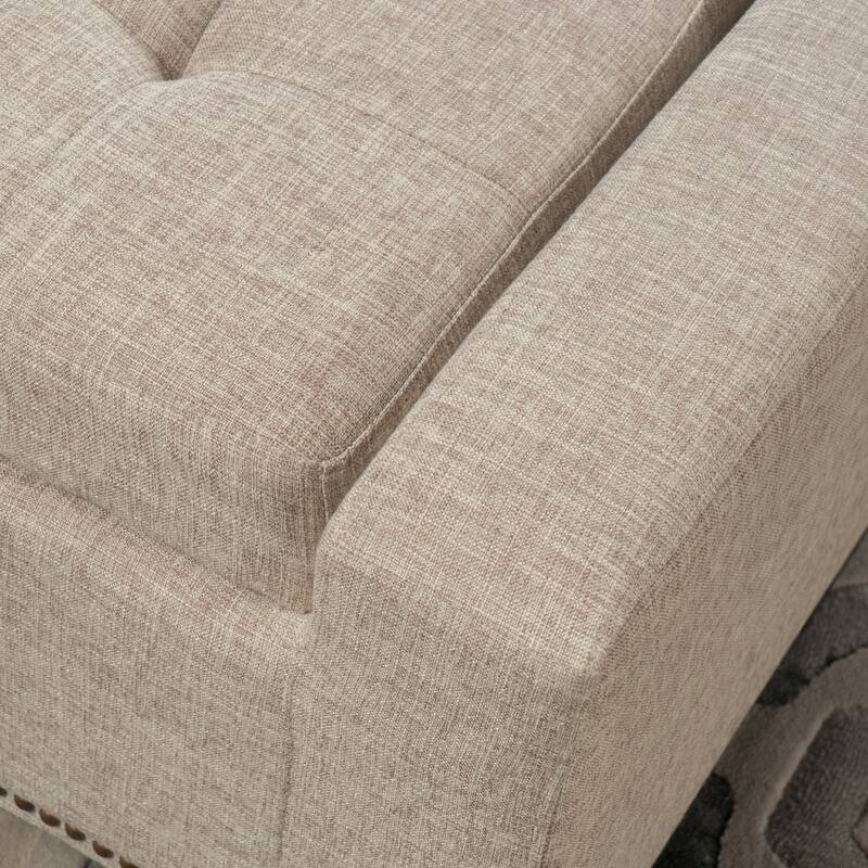 Explorer Fabric Storage Ottoman with studs by Christopher Knight Home