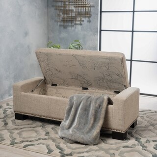Explorer Fabric Storage Ottoman with studs by Christopher Knight Home