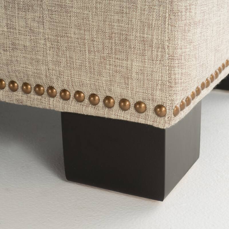 Explorer Fabric Storage Ottoman with studs by Christopher Knight Home