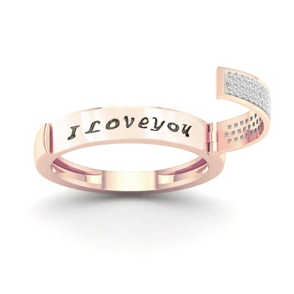 De Couer IGI Certified 10k Rose Gold 1/6ct TDW Diamond Say It Ring