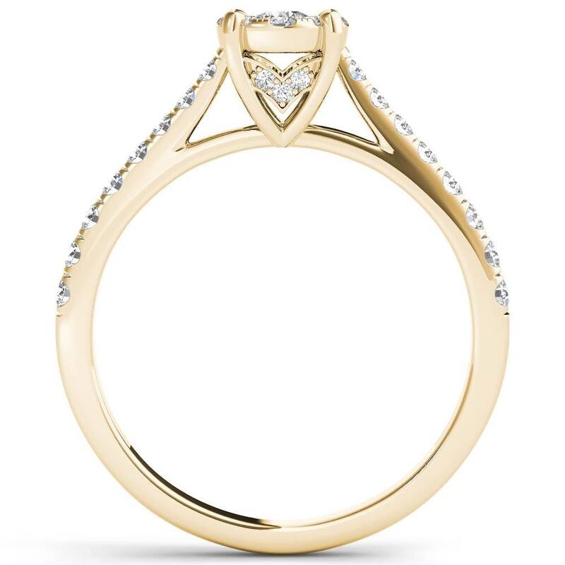 De Couer 10k Yellow Gold 1/2ct TDW Diamond Cluster Ring