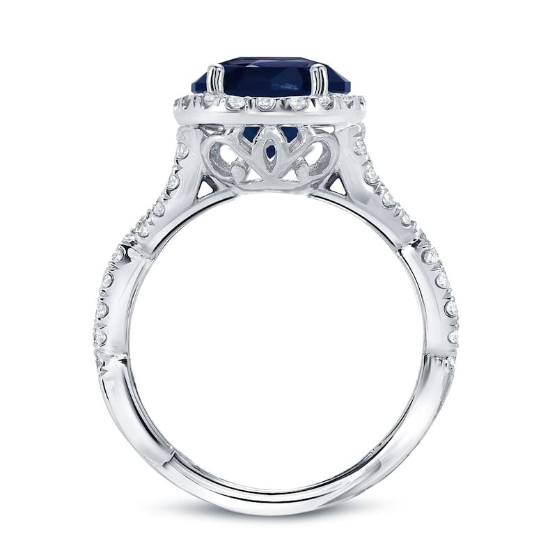 Auriya Twisted 2 carat Blue Sapphire and 3/4ctw Halo Diamond Engagement Ring 14K Gold (H-I, SI1-SI2)