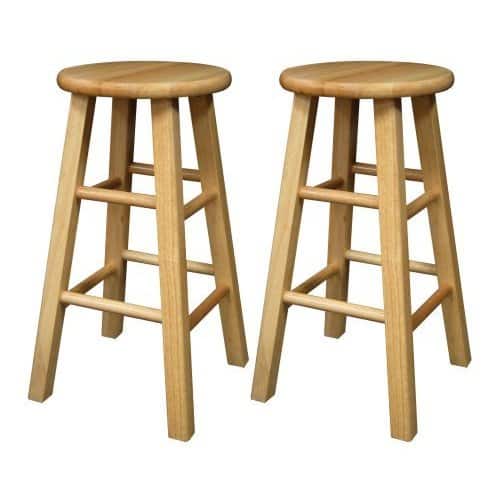 Set of 2, Square Leg 24-inch Stool, Assembled