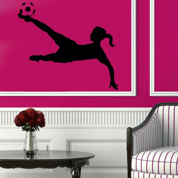 shop soccer wall decals girl football player sport gym vinyl sticker