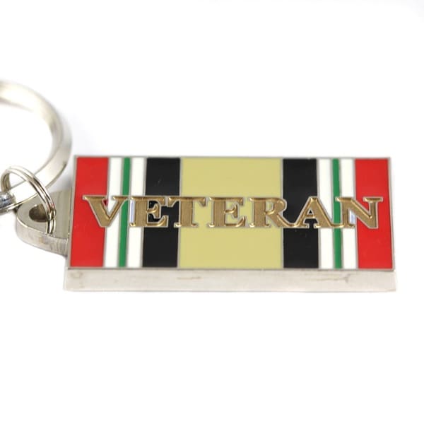 Iraqi Freedom Veteran Stainless Steel and Enamel Keyring