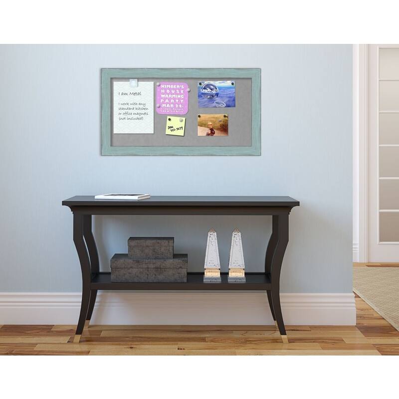 Framed Magnetic Board, Sky Blue Rustic