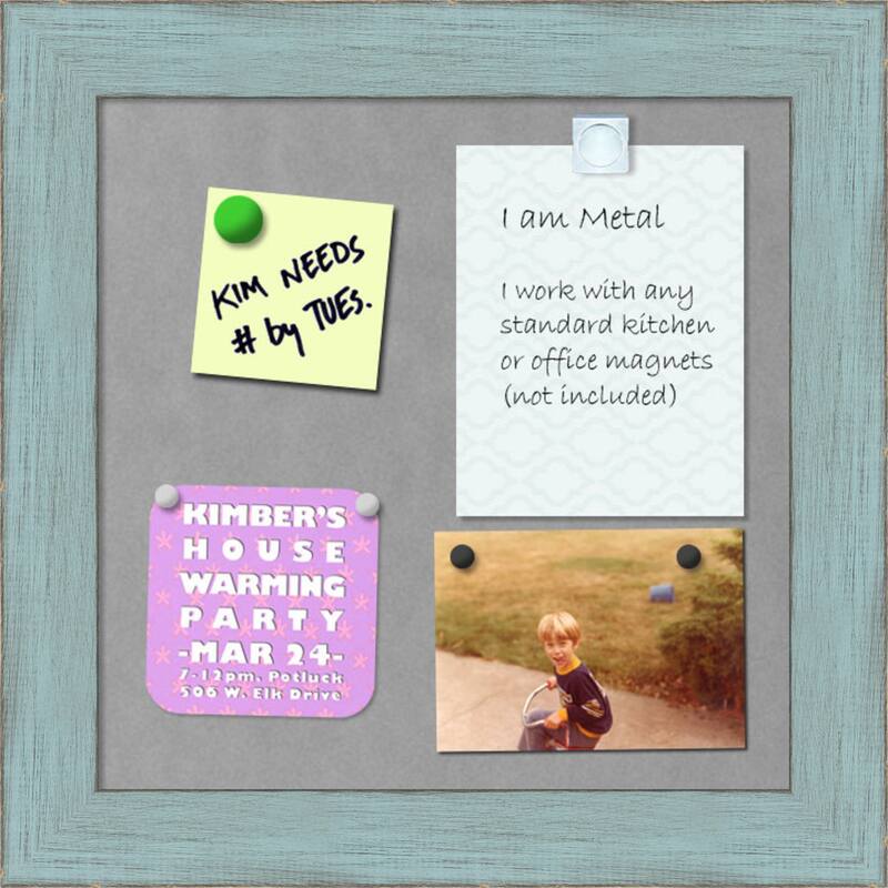 Framed Magnetic Board, Sky Blue Rustic