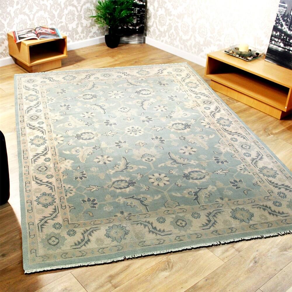Sevita Hand Knotted Kareena Monarchy Light Blue Wool Rug - 8' x 10'/Surplus