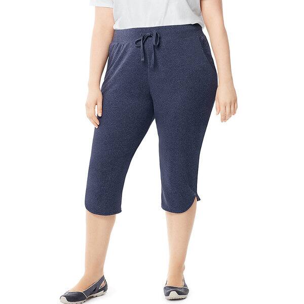 Just My Size by Hanes Women's Plus-size French Terry Dolphin-hem Pocket Capri  Pants - Overstock - 14326570