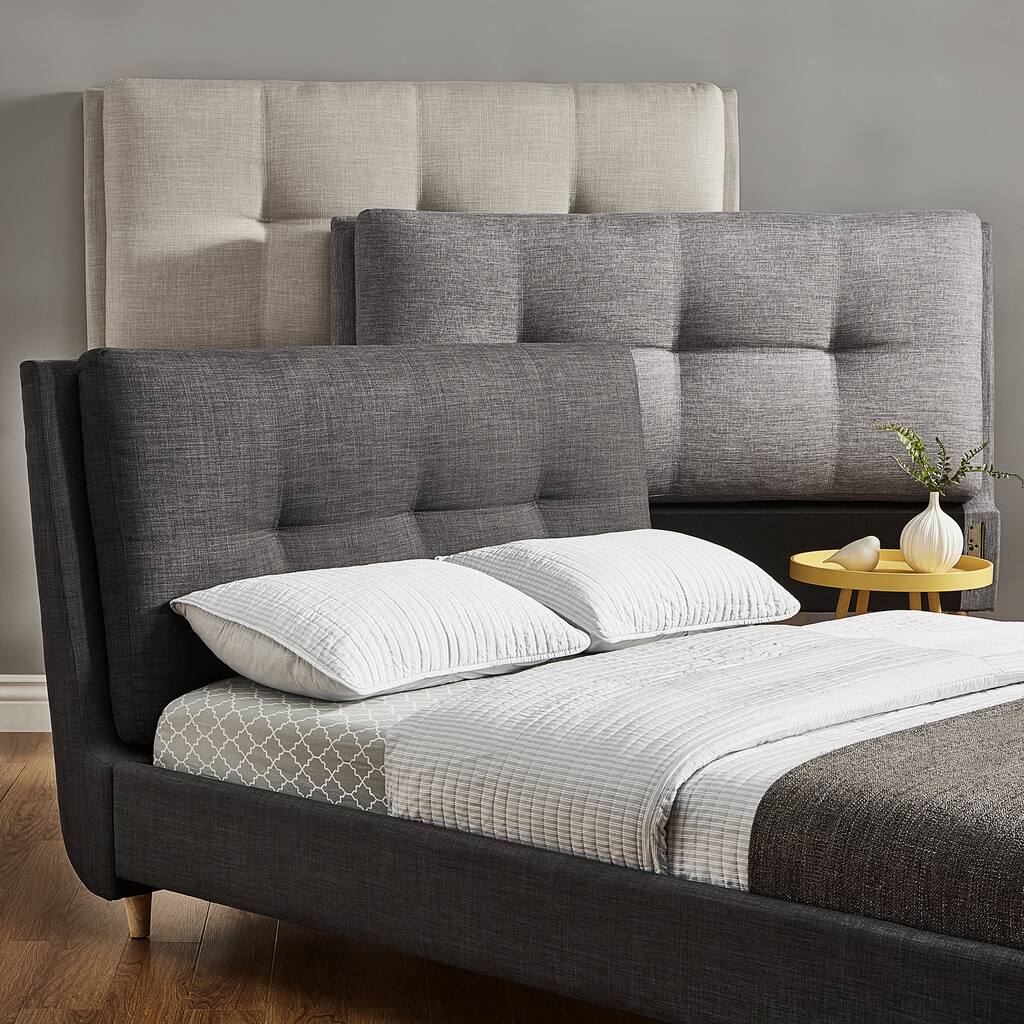 Dallan King Size Plush Tufted Linen Headboard Bed iNSPIRE Q Modern