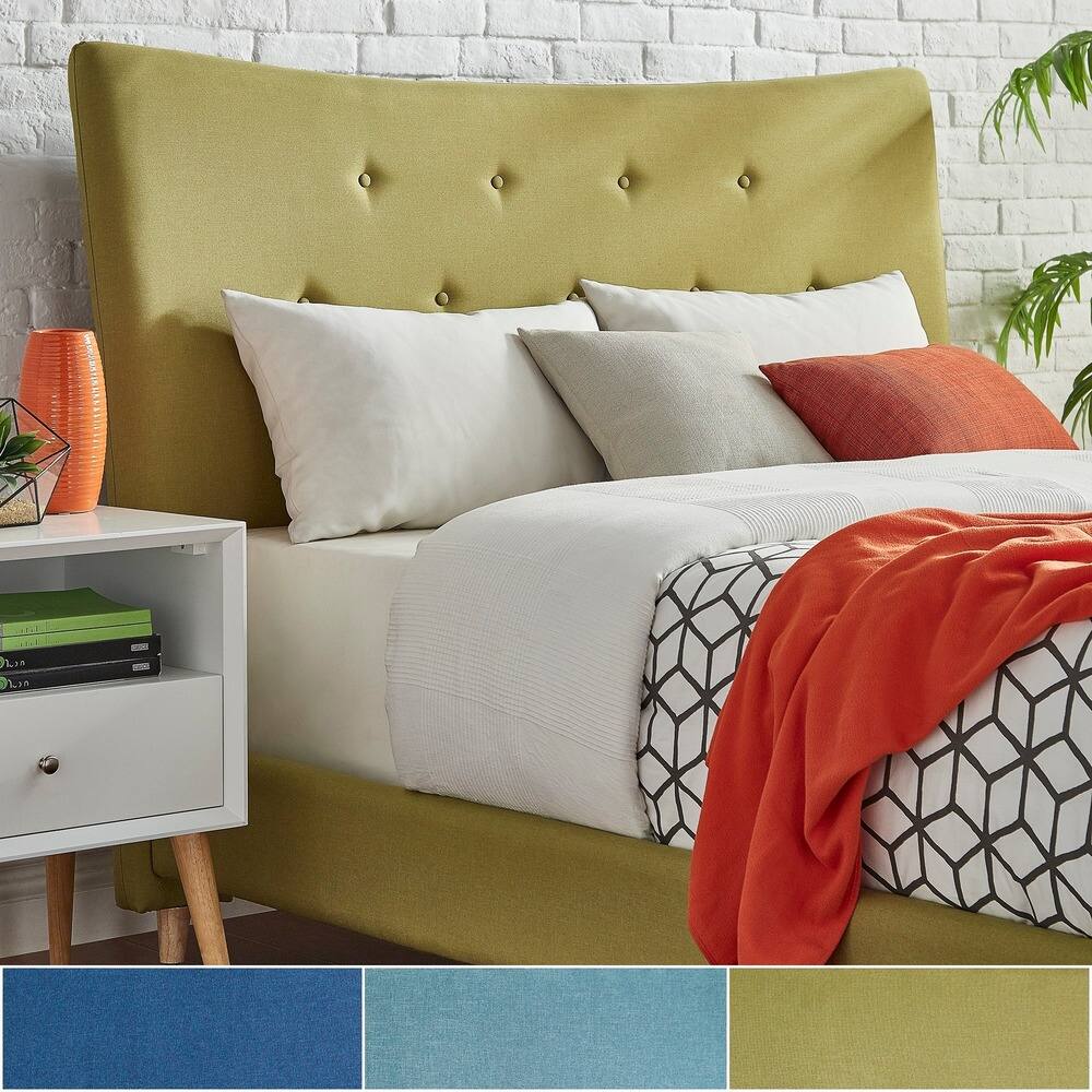 Azura Button Tufted Linen Fabric Headboard by iNSPIRE Q Modern