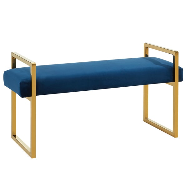 Shop Paxon Blue Velvet Double Bench Free Shipping Today