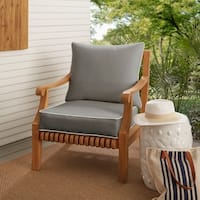 Sunbrella Charcoal Grey with Ivory Indoor/ Outdoor Chair Cushion and Pillow Set, Corded