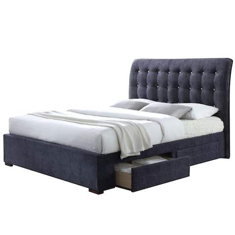 Acme Furniture Drorit Tufted Dark Grey Storage Bed